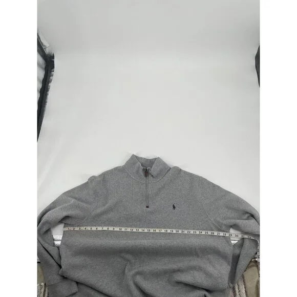 Polo Ralph Lauren Mens XXL Gray Half-Zip Pullover Sweater 100% Cotton Classic - Picture 6 of 7